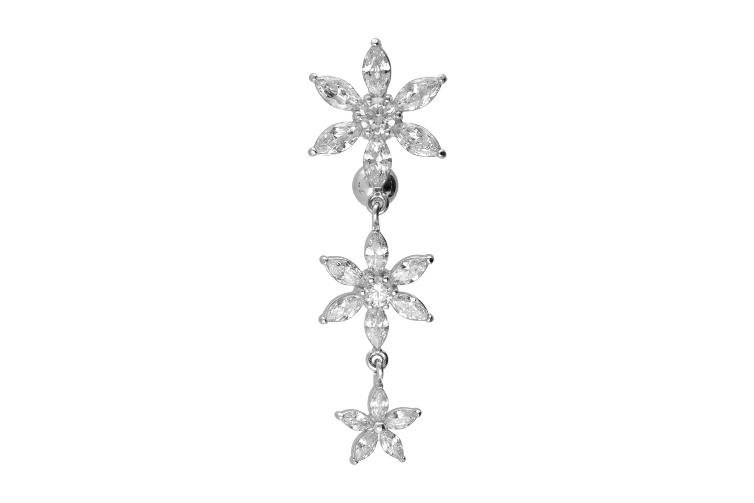 Chirurgenstahl Bananabell Piercing 3 GROSSE KRISTALLBLUMEN